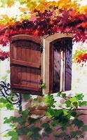 Bill Caldwell 41 X 34 Cmchateau Window France Watercolour Sold No 21