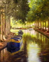 Bill Caldwelloilreflections On The Midi Canal Capestang France Sold