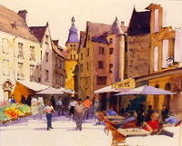 Bill Caldwell Street Scene Sarlat France 42cm X 48cmsold