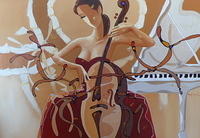 Vencent Kogirl With Cello Oilsize 120 X 175cm Sold